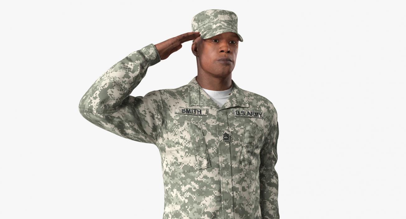 3D model US Army Soldier Camouflage Saluting Pose