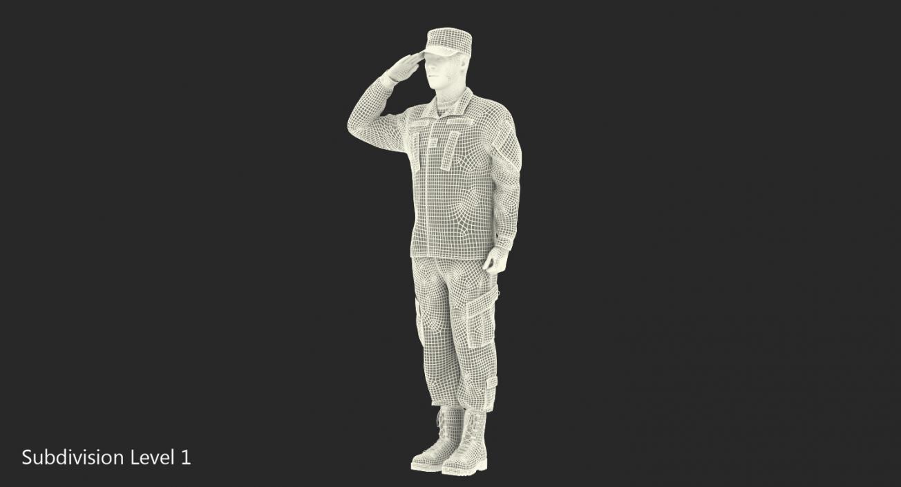 3D model US Army Soldier Camouflage Saluting Pose