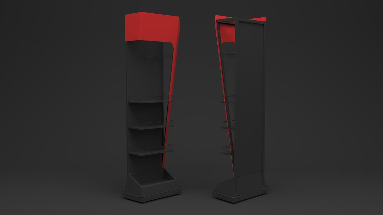 Promotion Black Red Floor Shelf Stand 3D