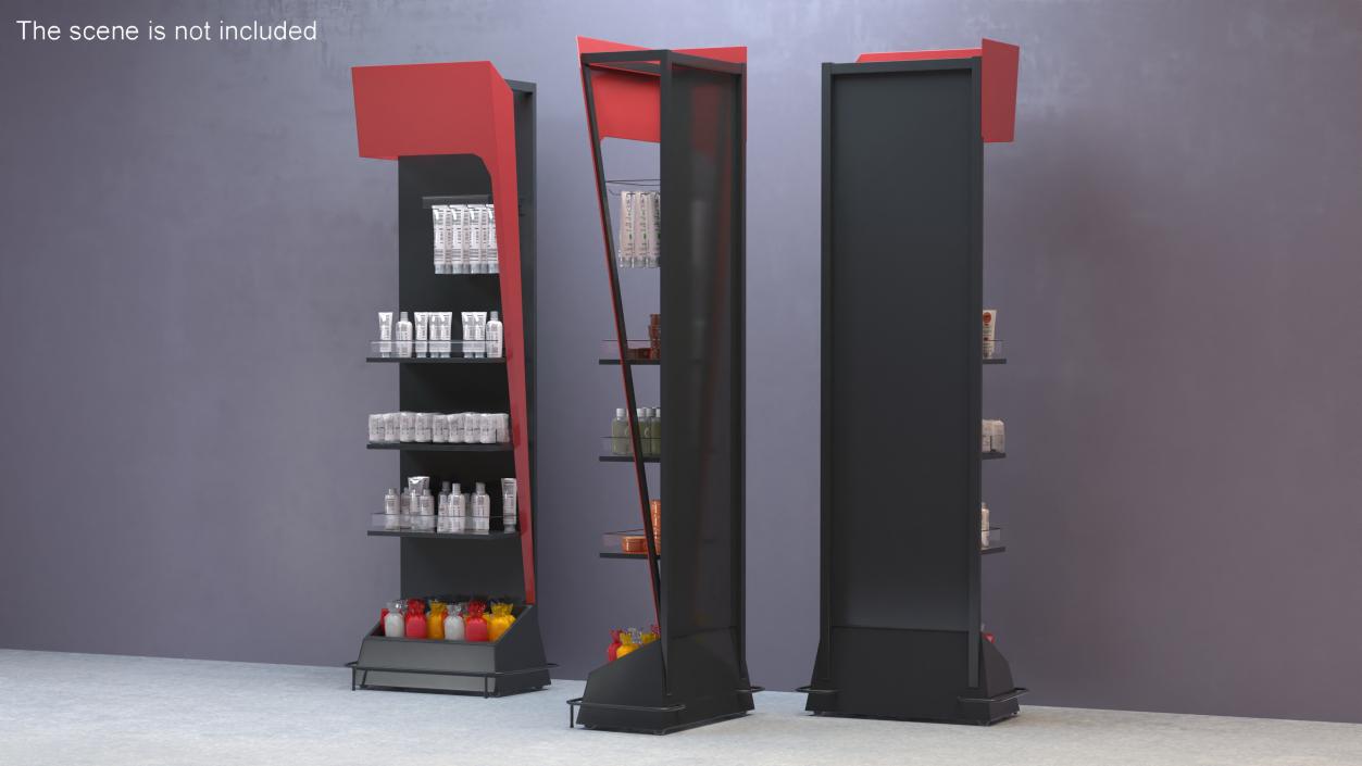 Promotion Black Red Floor Shelf Stand 3D