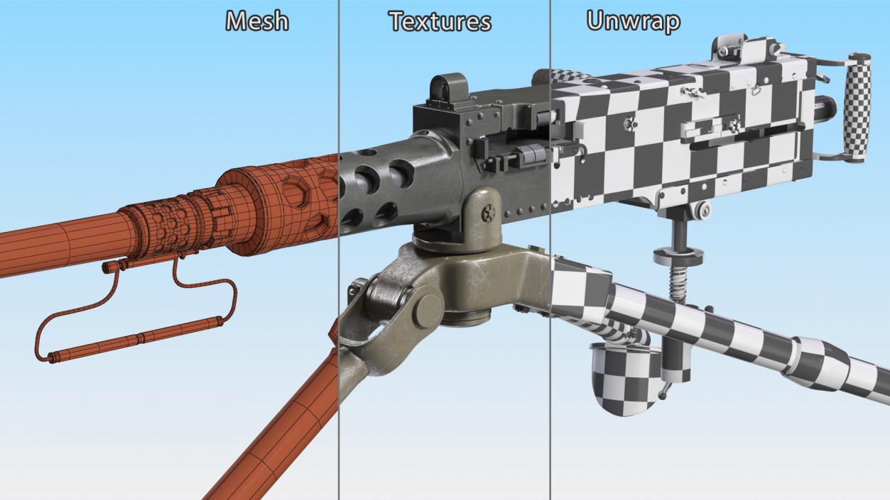 Mounted Heavy Machine Gun Browning M2 3D