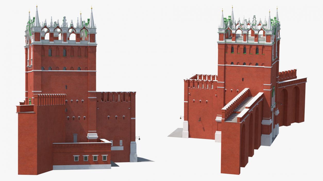 Red Brick Tower Old Wall Masonry 3D