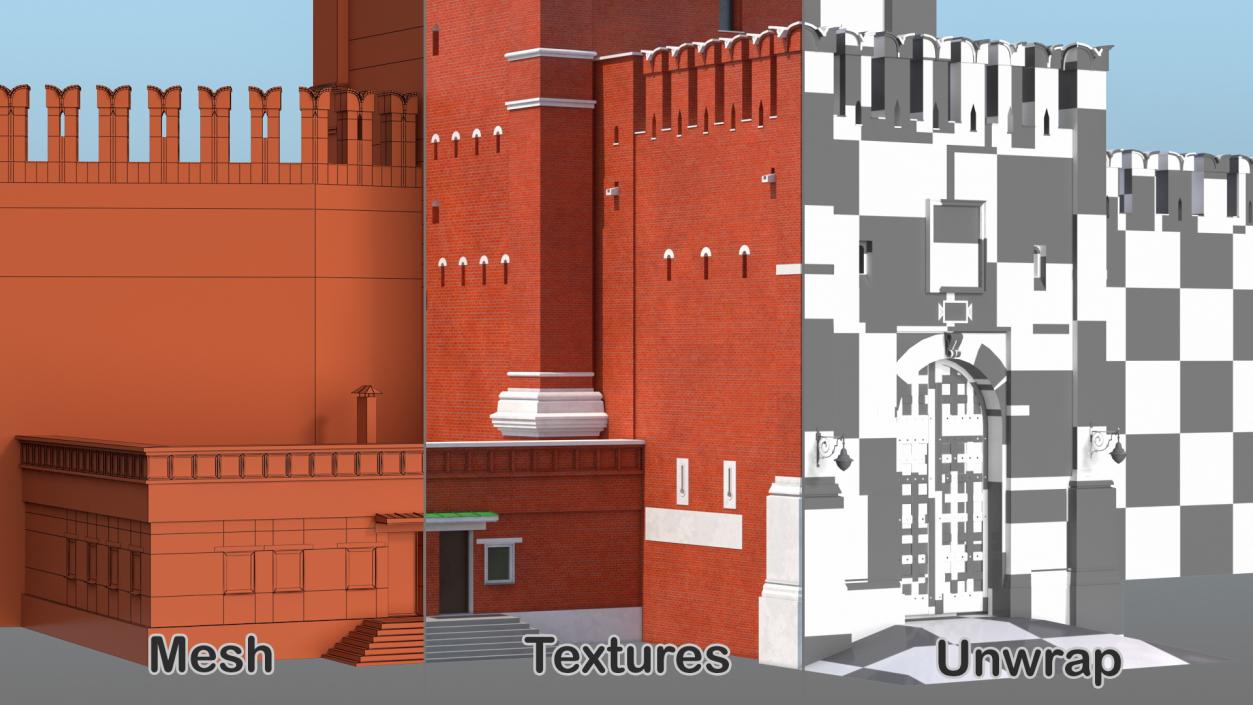 Red Brick Tower Old Wall Masonry 3D