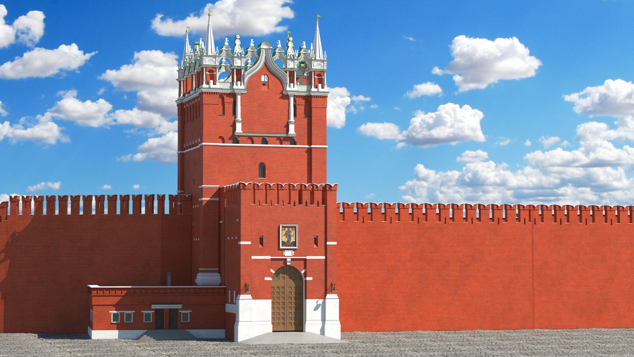 Red Brick Tower Old Wall Masonry 3D