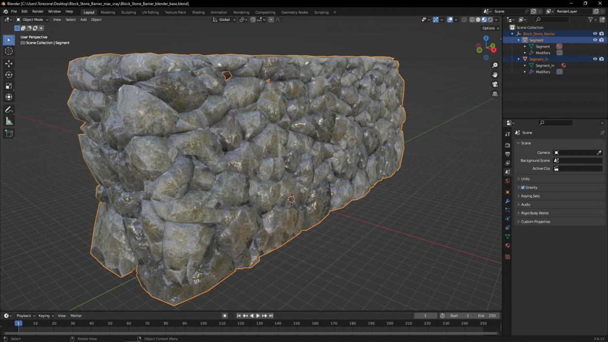 Block Stone Barrier 3D model