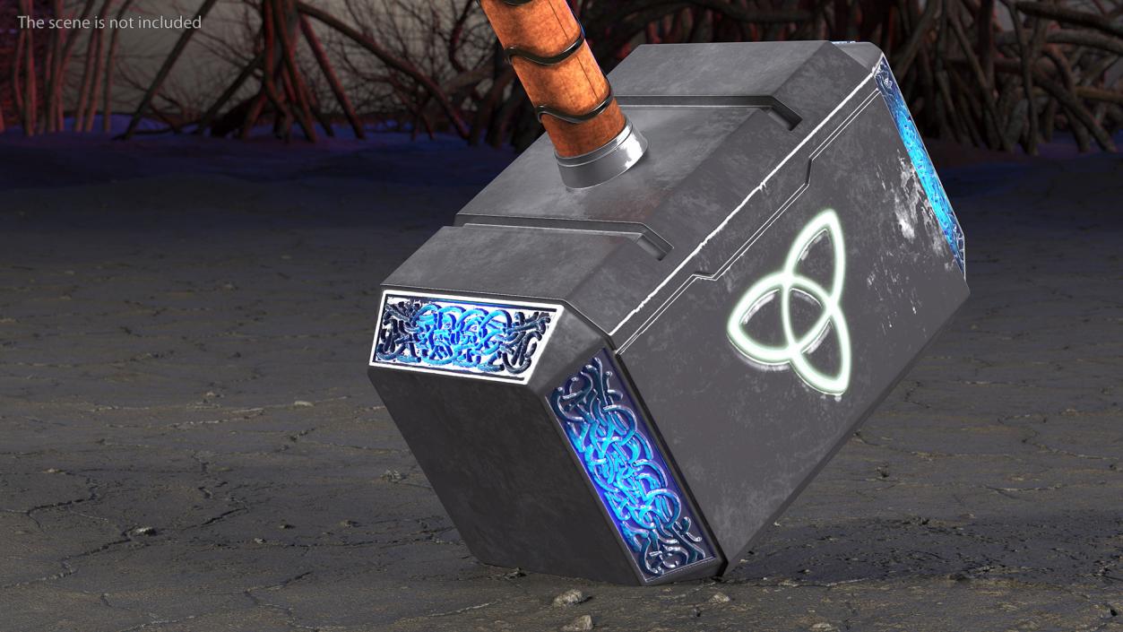 Thor Hammer Mjolnir Glowing Blue 3D