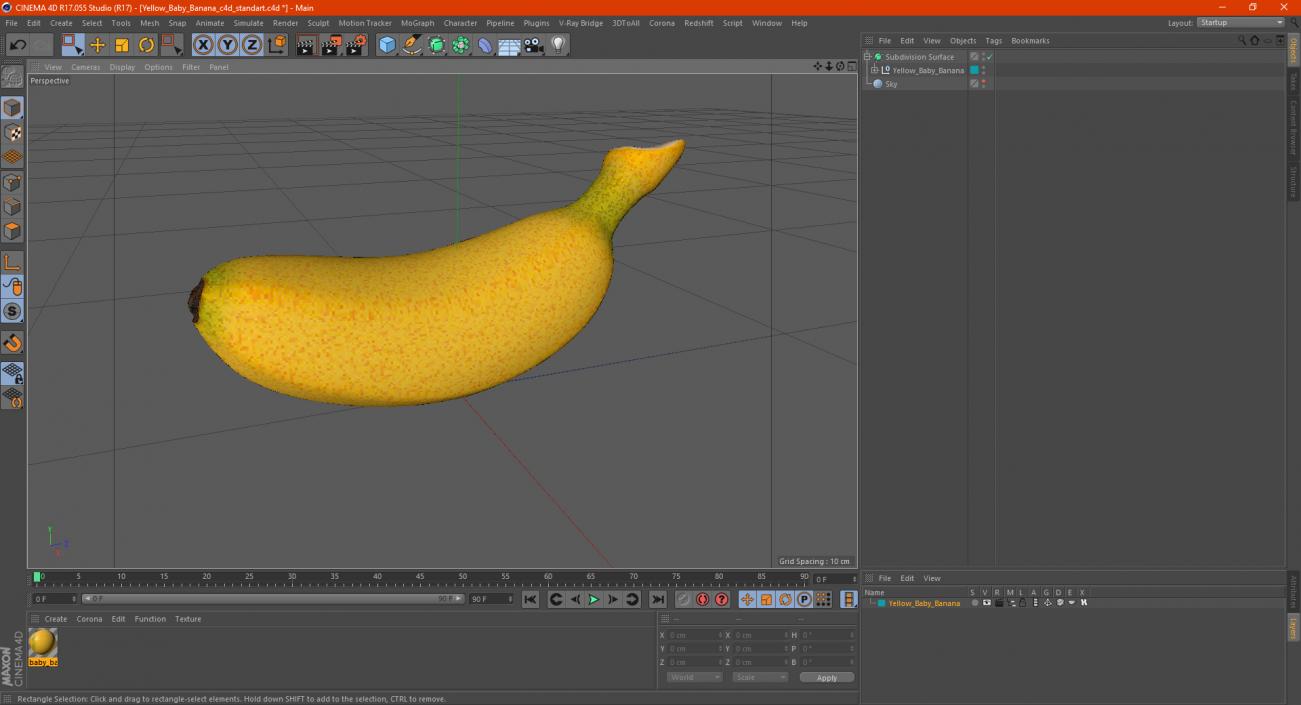 3D Yellow Baby Banana model