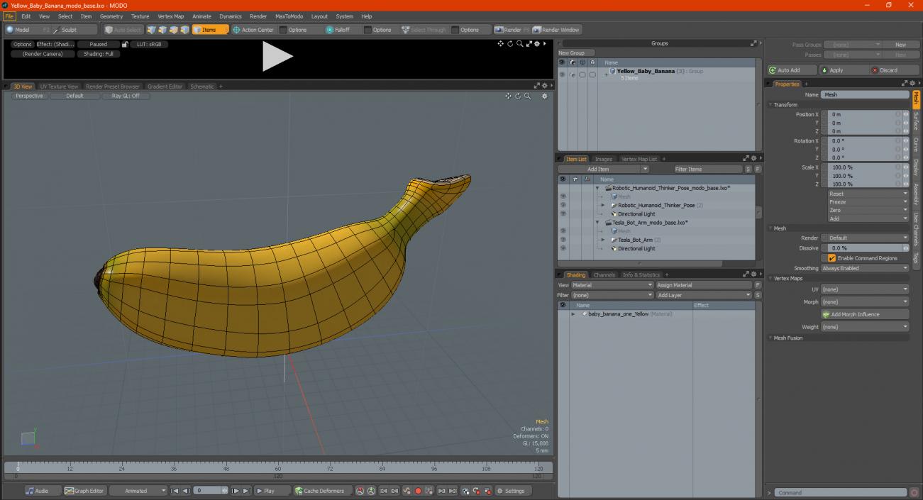 3D Yellow Baby Banana model