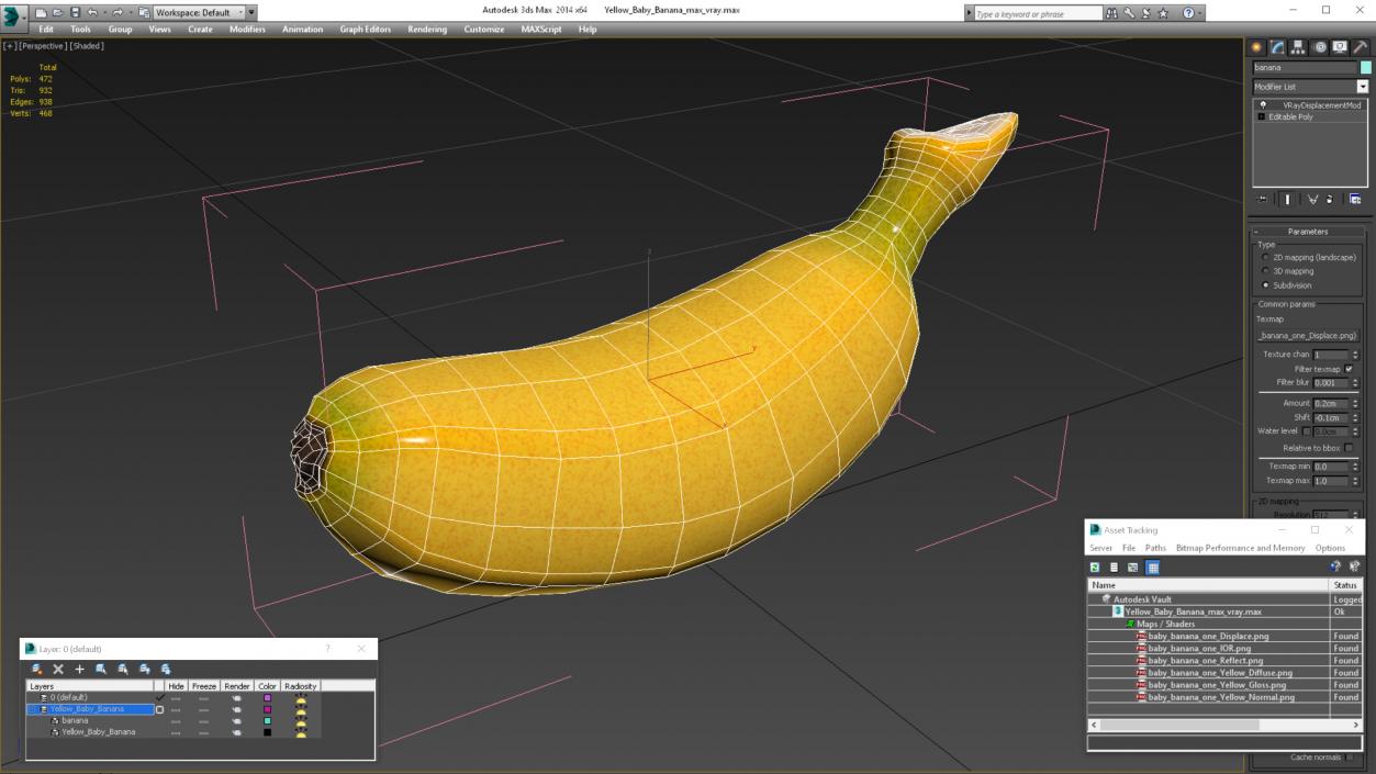 3D Yellow Baby Banana model