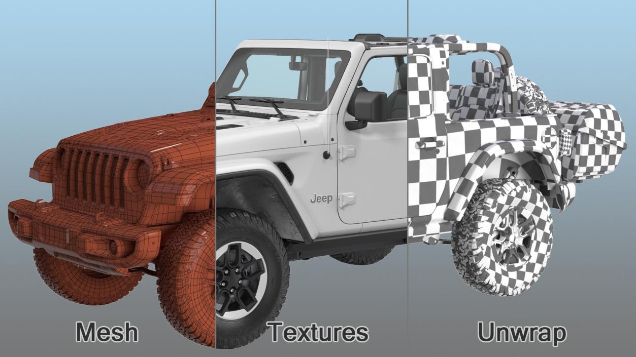 Jeep Wrangler with Thule Transporter Combi 3D