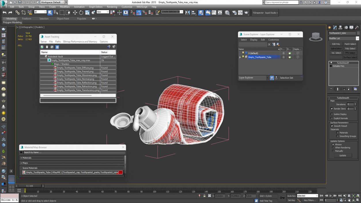 3D Empty Toothpaste Tube