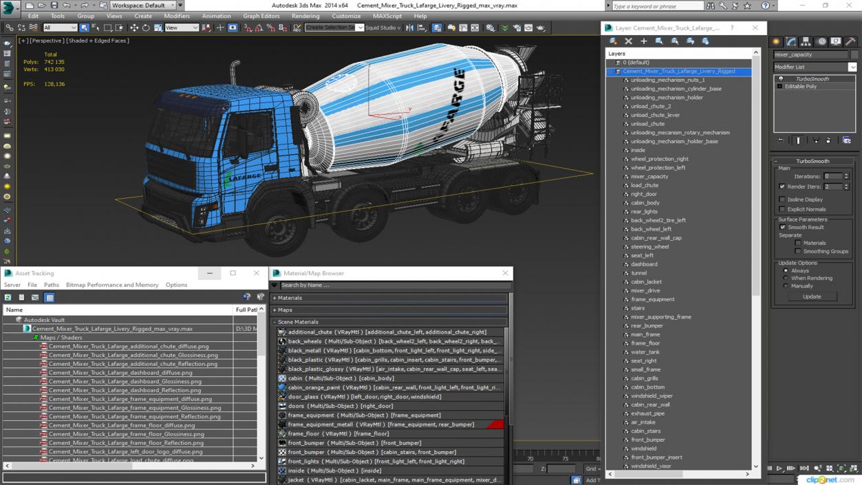 3D model Cement Mixer Truck Lafarge Livery Rigged