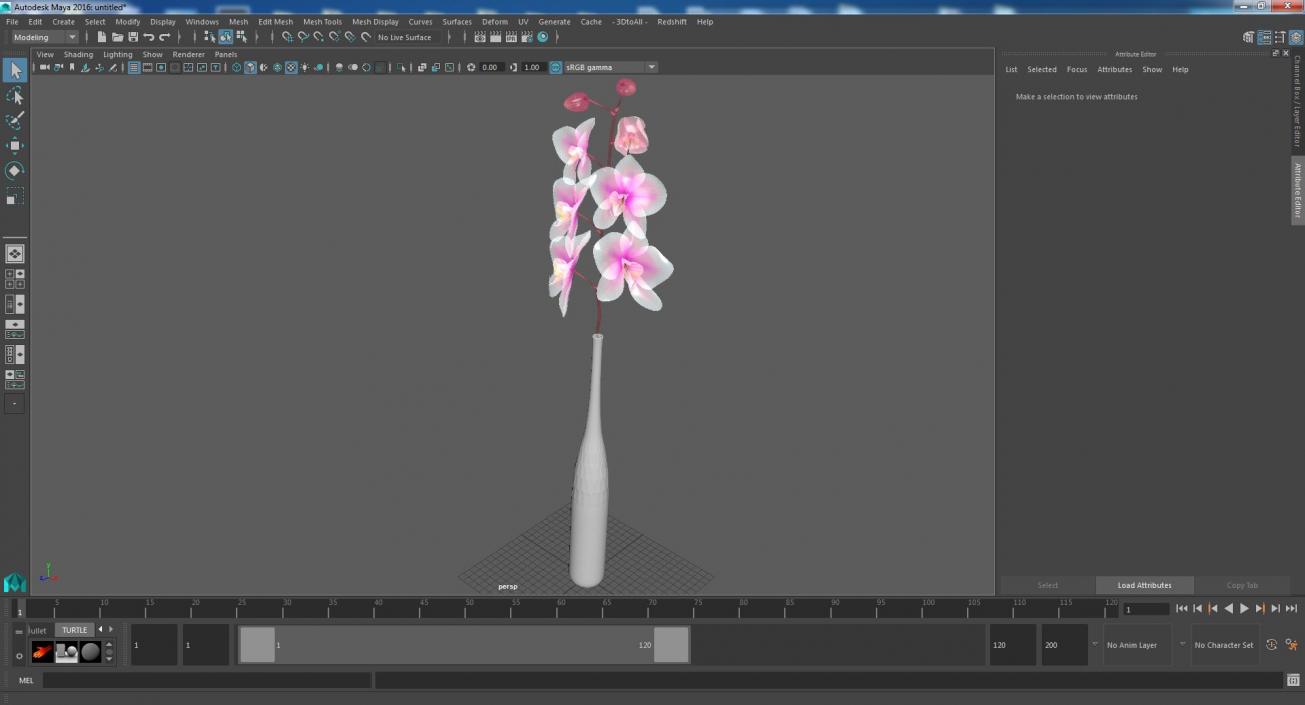 Tall Vase with Small Orchid Stem 3D