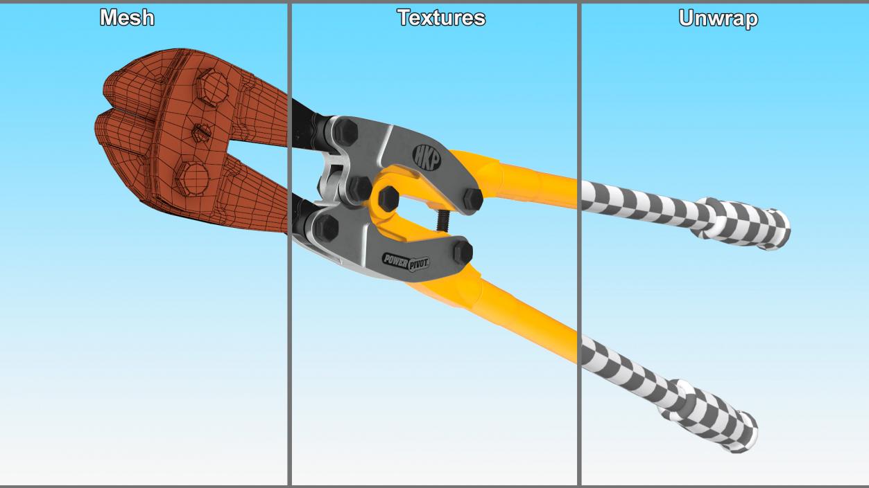 3D model Bolt Cutter Tool Yellow Rigged