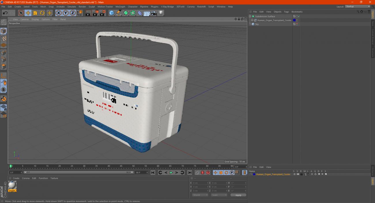 Human Organ Transplant Cooler 3D model