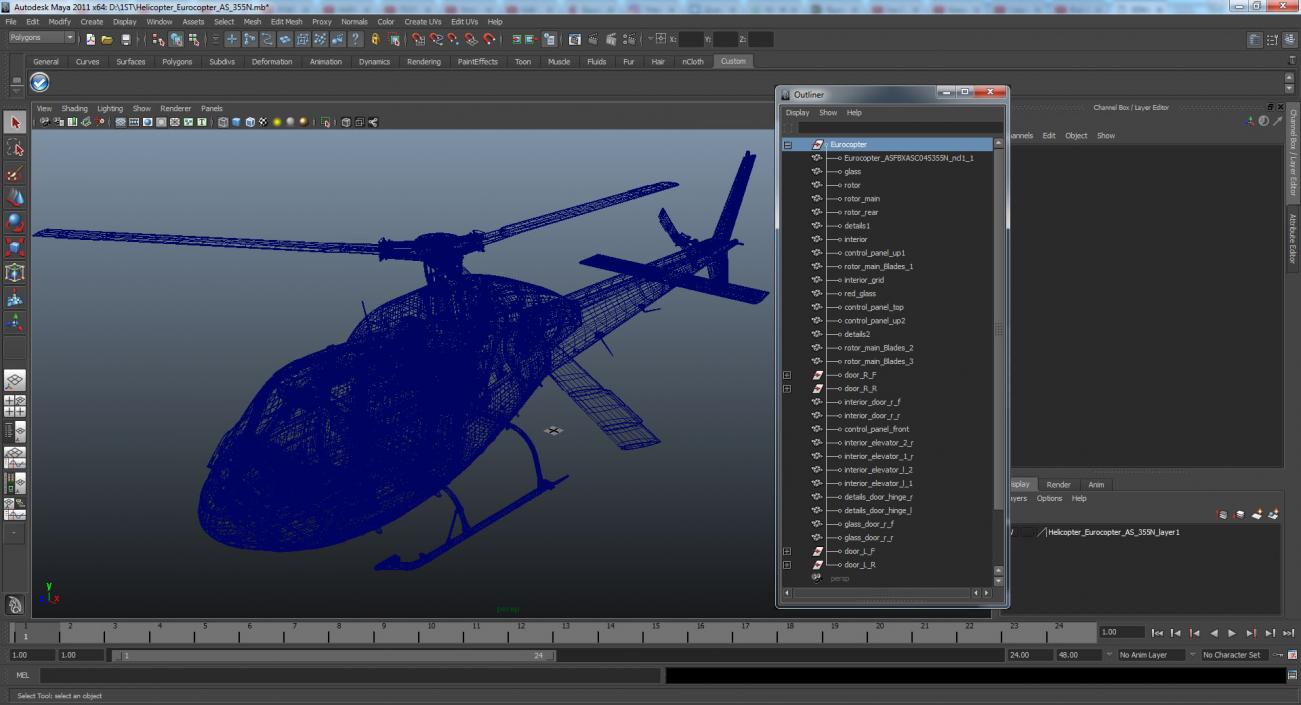 3D Medical Air Rescue Helicopter Eurocopter AS-355N model