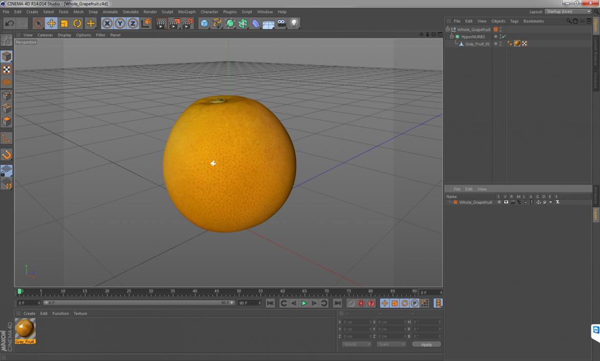 3D Whole Grapefruit