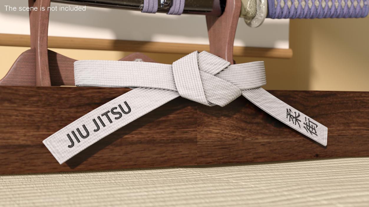 3D model Waist Jiu Jitsu White Belt Obi