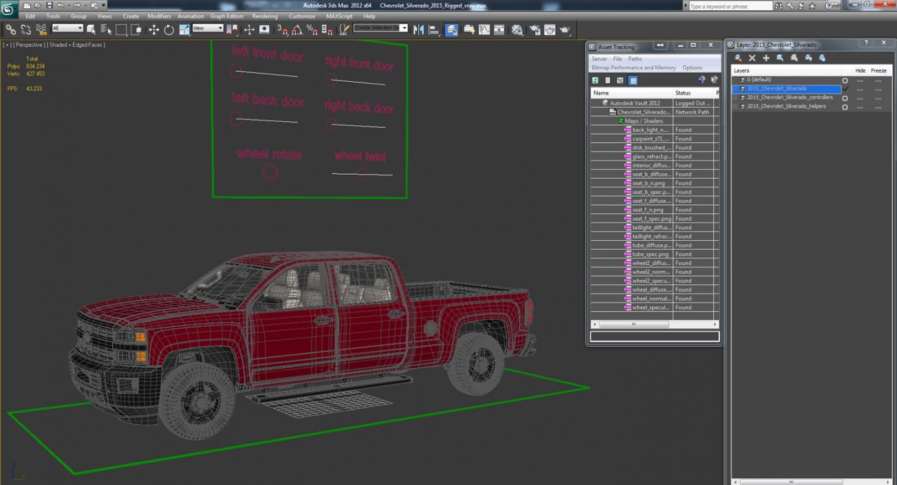 3D Chevrolet Silverado 2015 Rigged