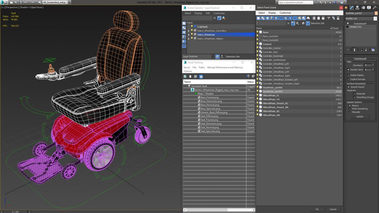 3D Electric Wheelchair Rigged 2 model