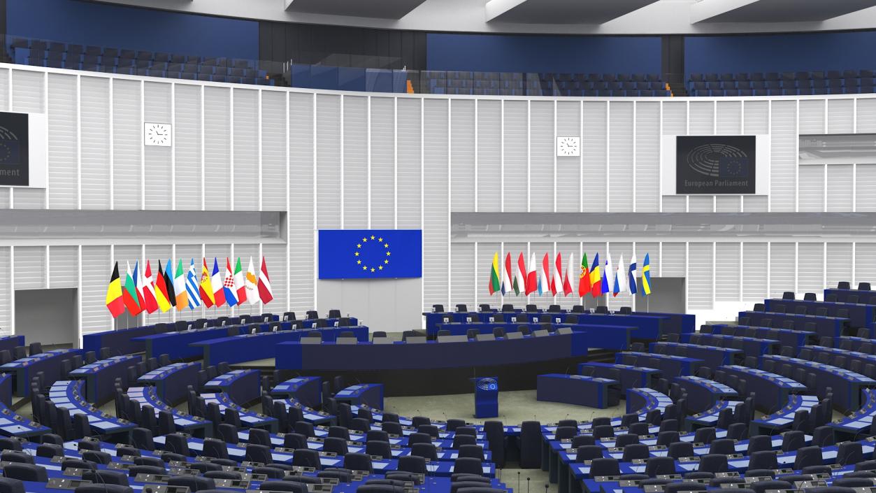 3D Hemicycle interior of the European Parliament Strasbourg