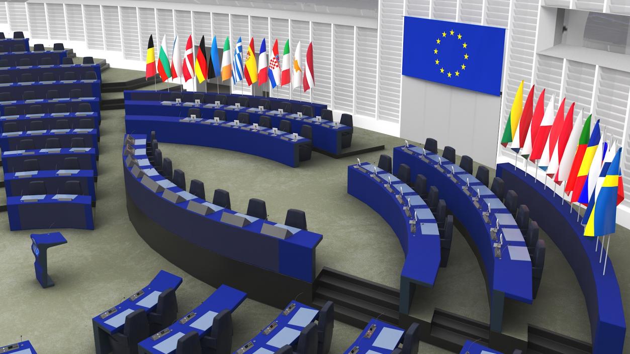 3D Hemicycle interior of the European Parliament Strasbourg