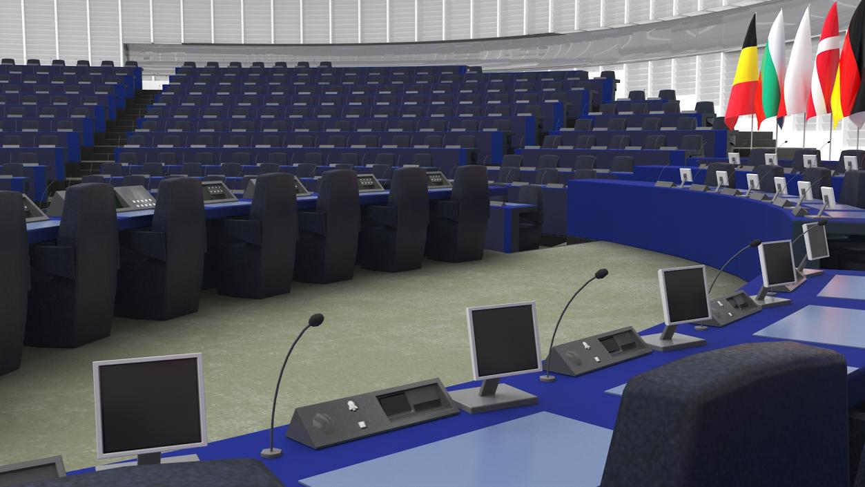 3D Hemicycle interior of the European Parliament Strasbourg