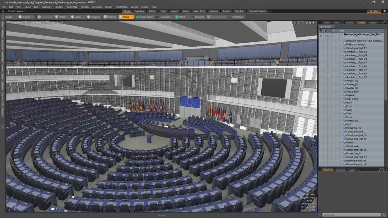 3D Hemicycle interior of the European Parliament Strasbourg