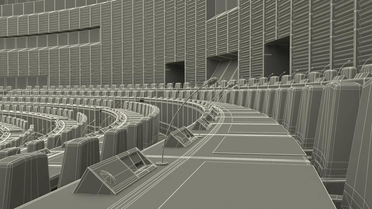 3D Hemicycle interior of the European Parliament Strasbourg