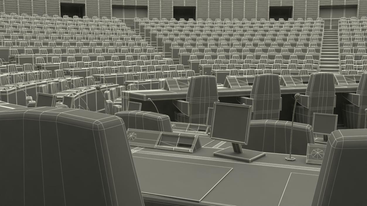 3D Hemicycle interior of the European Parliament Strasbourg