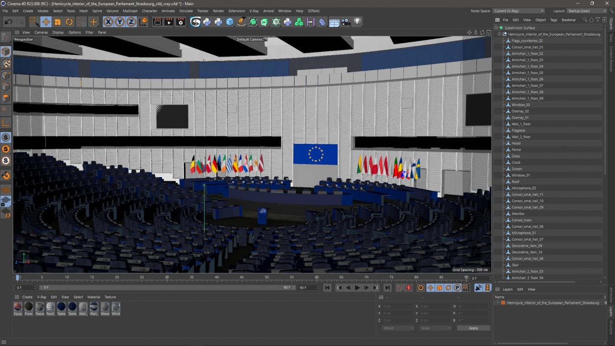 3D Hemicycle interior of the European Parliament Strasbourg