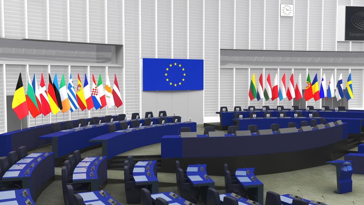 3D Hemicycle interior of the European Parliament Strasbourg