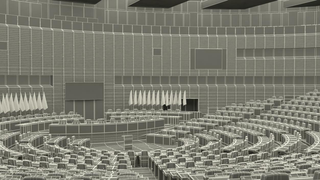 3D Hemicycle interior of the European Parliament Strasbourg