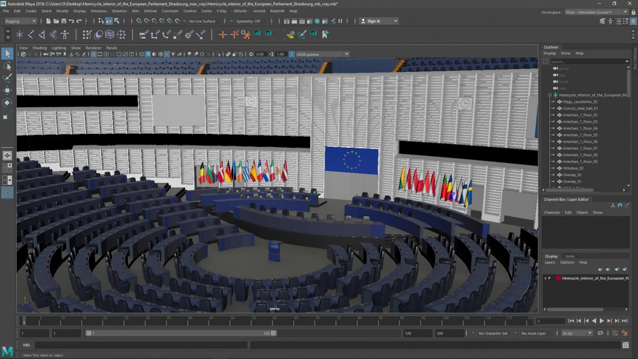 3D Hemicycle interior of the European Parliament Strasbourg