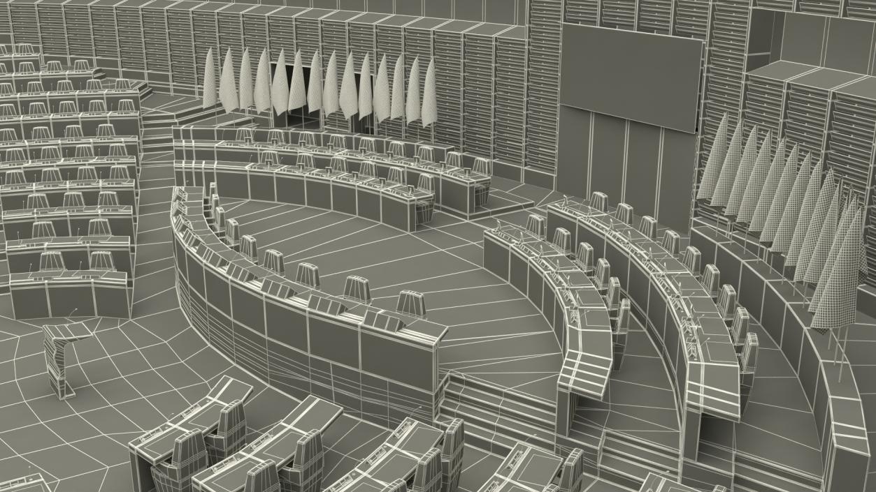 3D Hemicycle interior of the European Parliament Strasbourg