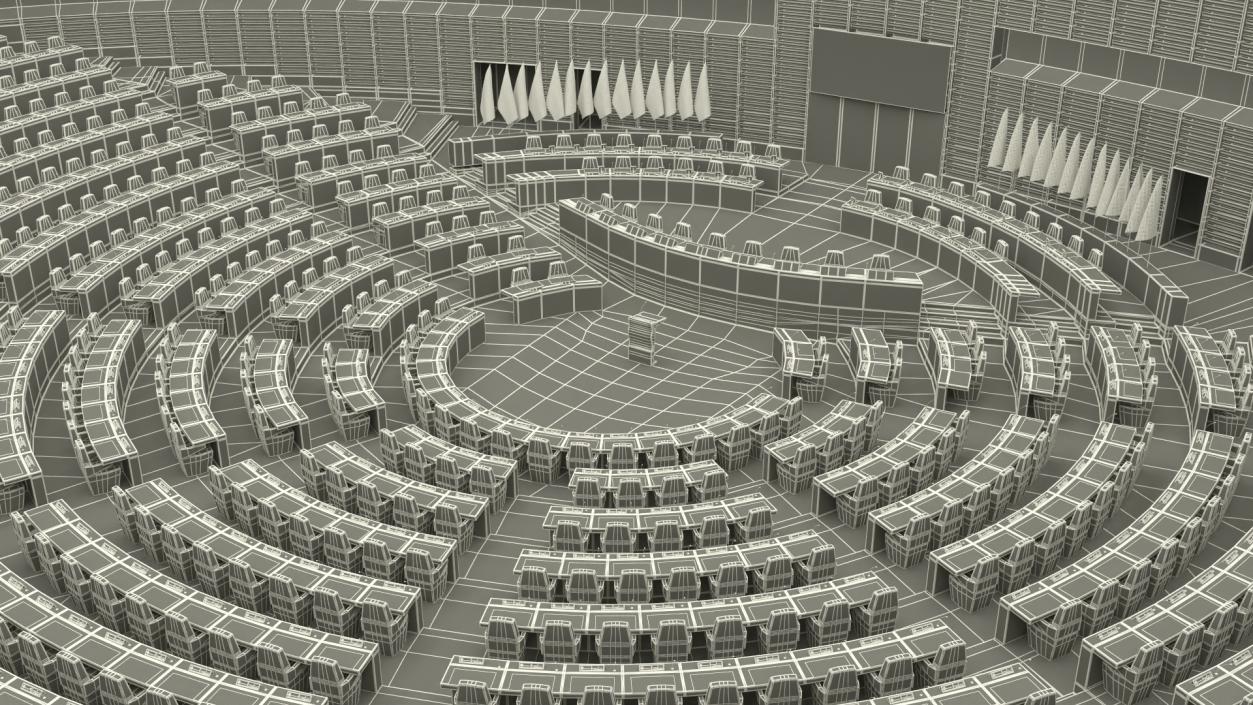 3D Hemicycle interior of the European Parliament Strasbourg