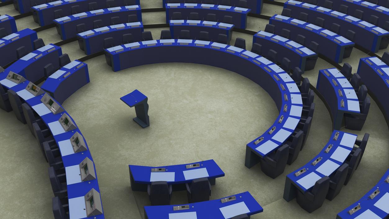 3D Hemicycle interior of the European Parliament Strasbourg