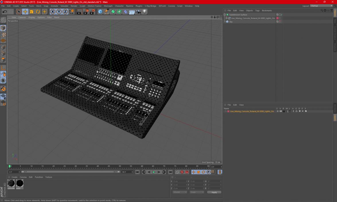 3D model Live Mixing Console Roland M-5000 Lights On 2