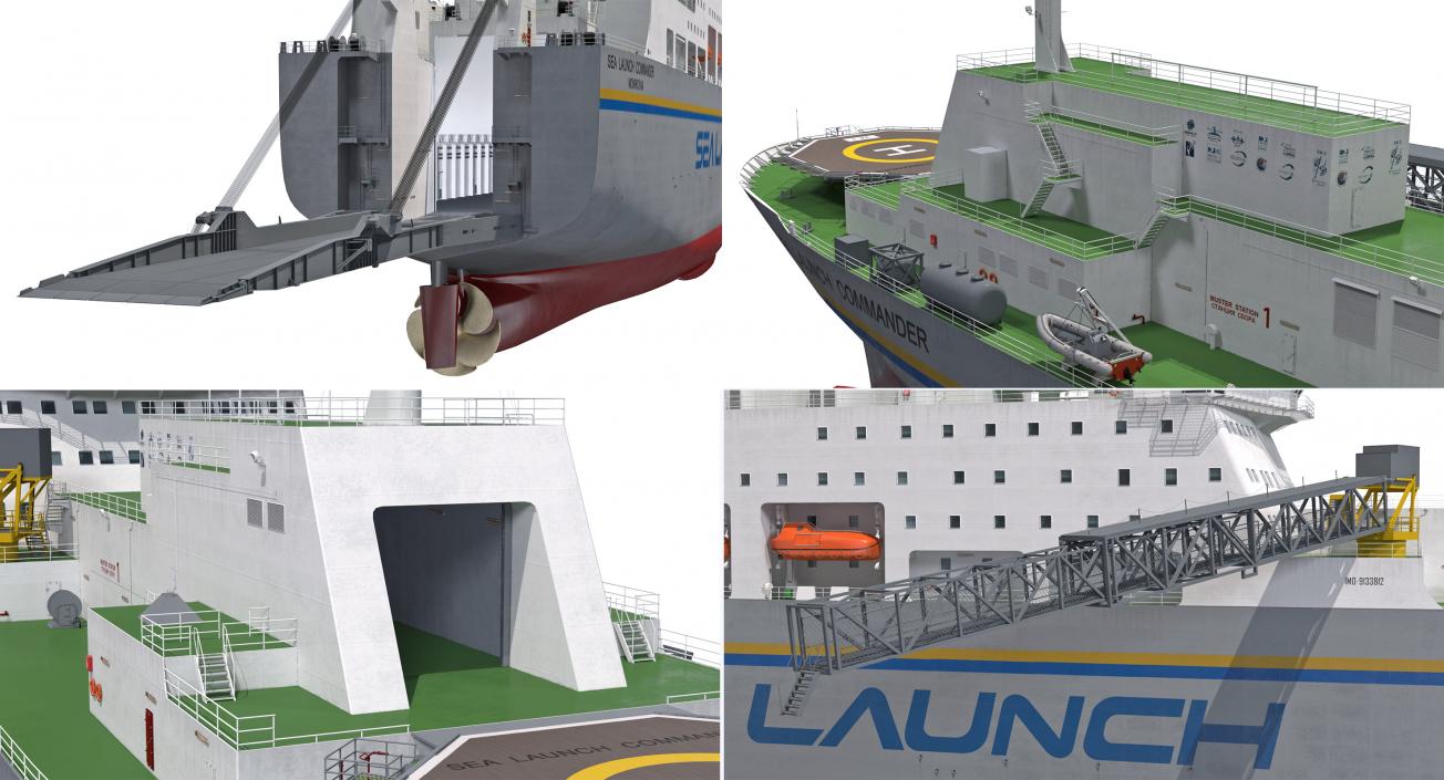 Sea Launch Platform and Ship 3D Models Collection 3D model