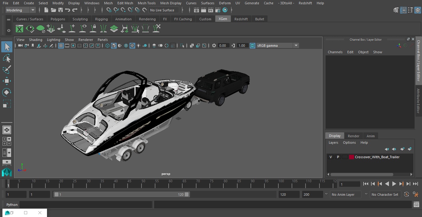 Crossover With Boat Trailer 3D