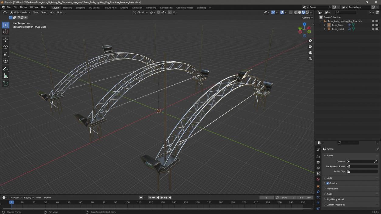 3D Truss Arch Lighting Rig Structure model