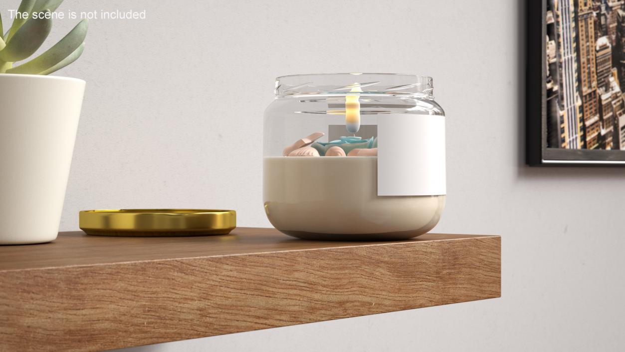 3D Jar Candle Fire Burns 2 model