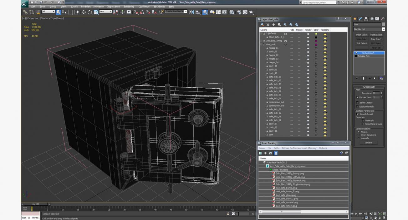 3D model Steel Safe with Gold Bars