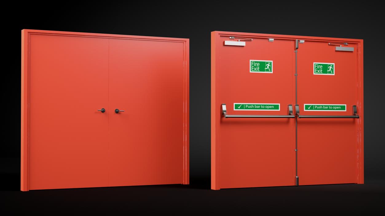 Fire Resistant Doors Red 3D model