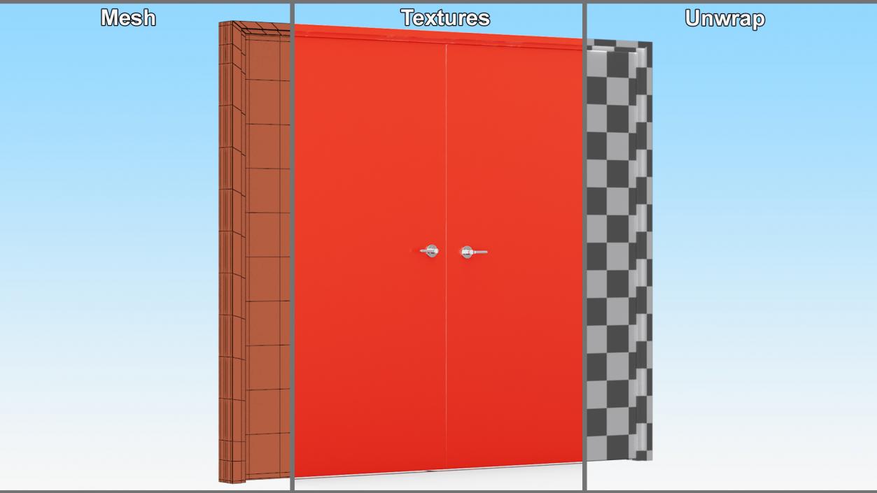 Fire Resistant Doors Red 3D model