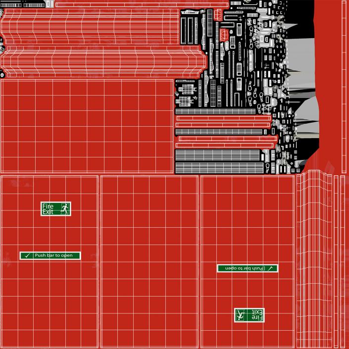 Fire Resistant Doors Red 3D model