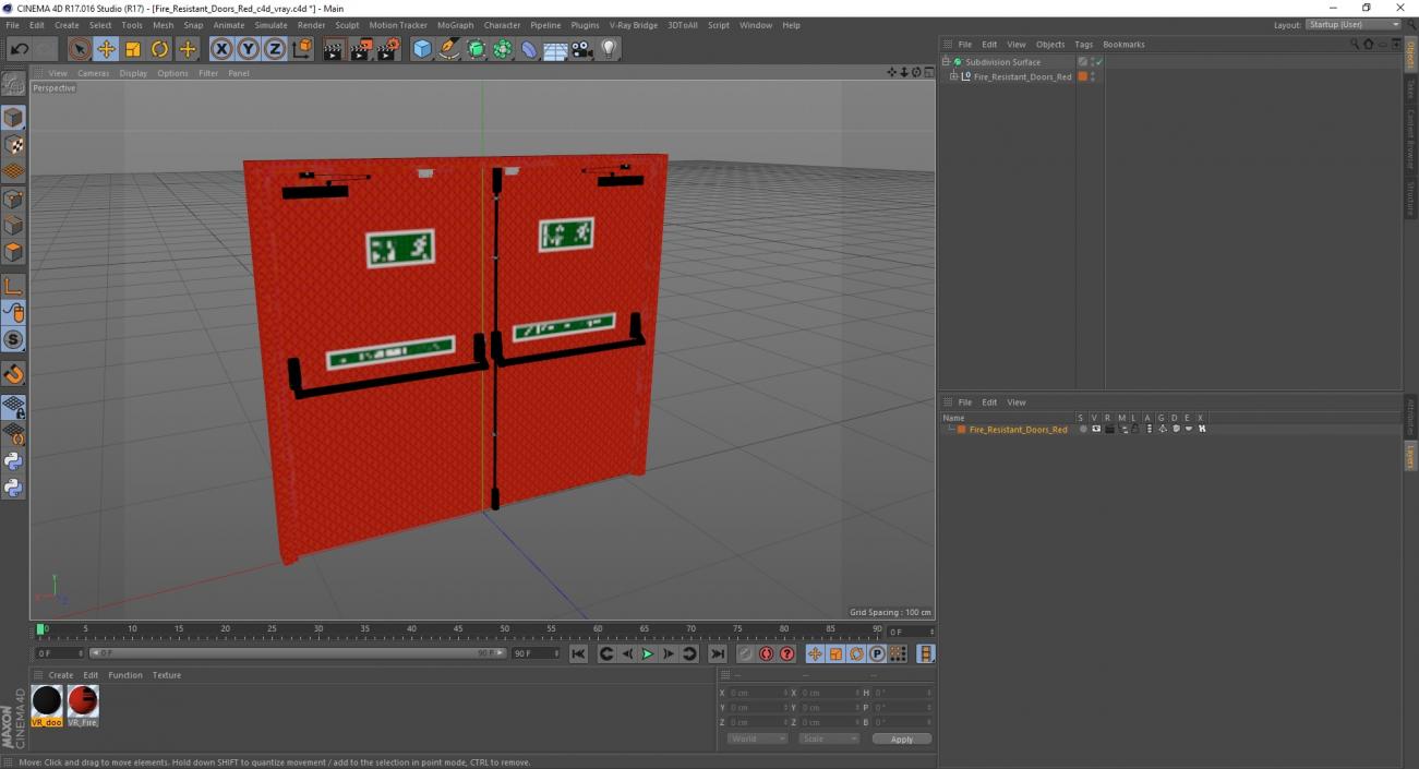 Fire Resistant Doors Red 3D model