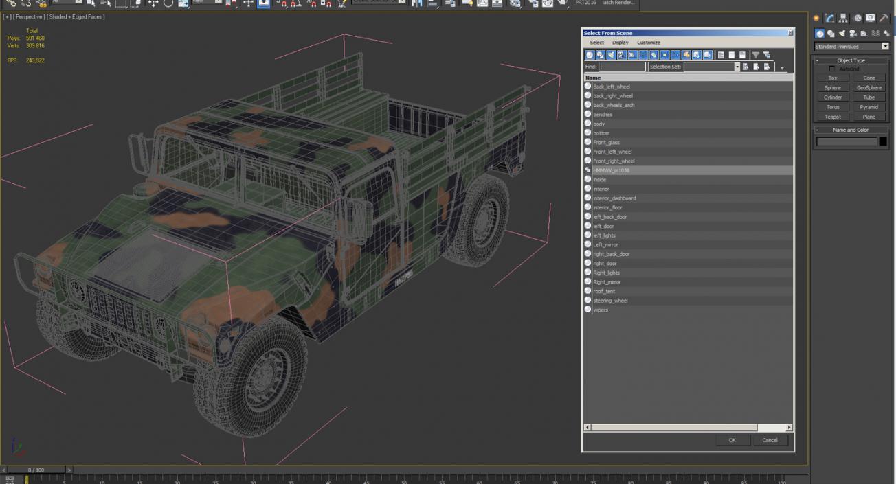 3D model Cargo Troop Carrier Car HMMWV m1038 Camo