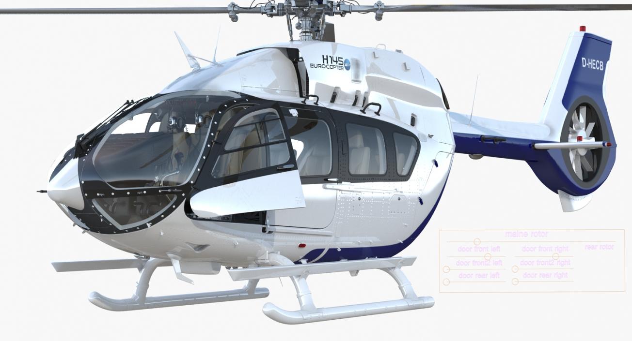 3D Rigged Civil Eurocopter Helicopters Collection