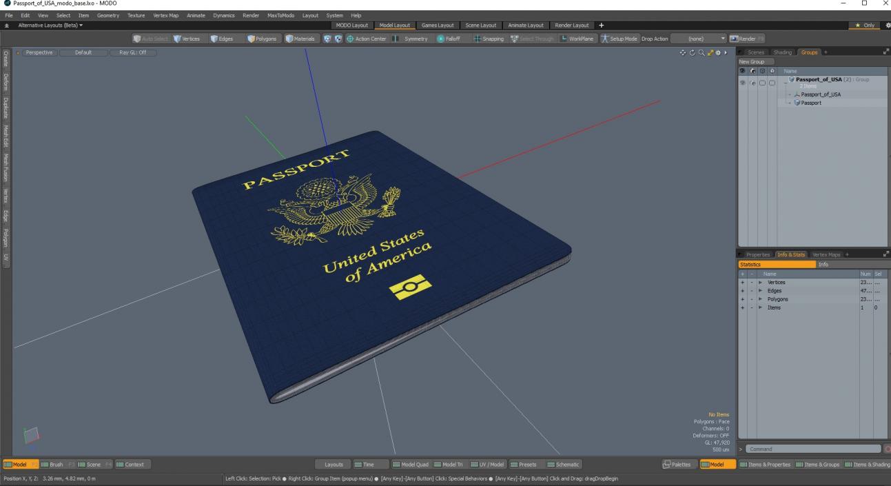 Passport of USA 2 3D